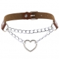 Cool Harajuku Peach Heart-shaped Chain Necklace Fashion Trend Leather Love Collar Necklace Neck Chain Clavicle Chain