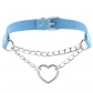 Cool Harajuku Peach Heart-shaped Chain Necklace Fashion Trend Leather Love Collar Necklace Neck Chain Clavicle Chain