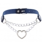 Cool Harajuku Peach Heart-shaped Chain Necklace Fashion Trend Leather Love Collar Necklace Neck Chain Clavicle Chain