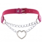 Cool Harajuku Peach Heart-shaped Chain Necklace Fashion Trend Leather Love Collar Necklace Neck Chain Clavicle Chain