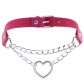 Cool Harajuku Peach Heart-shaped Chain Necklace Fashion Trend Leather Love Collar Necklace Neck Chain Clavicle Chain