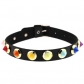 Personalized fashion sexy PU leather collar bar street shoot soft girl candy color rivet necklace neck strap lock