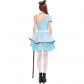 Halloween Costume Blue Fantasy Wonderland Maid Costume Irregular Tuxedo Dress Fairy Tales Costume Party Costume