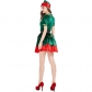 New split green Christmas Christmas costume with golden embellishment Christmas party Christmas Eve dinner playing elf costume