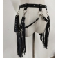 New European and American sexy punk tassel waist chain black belt female belt dance performance match