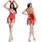 cosplay plush red cute bunny girl costume sling open back deep V split swallowtail jumpsuit