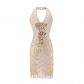 1920 Europe and the United States sexy sequined dress halter short skirt female backless V-neck low-cut high-waist heavy beaded dress skirt