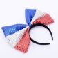 European and American jewelry oversized sequined bow headband fabric Halloween Christmas flag headdress hairpin