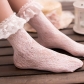 Japanese Lolita black lace socks female spring cute lace crystal stockings princess pile in tube socks summer