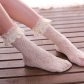 Japanese Lolita black lace socks female spring cute lace crystal stockings princess pile in tube socks summer