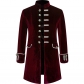 European and American men's coats solid color fashion steampunk retro velvet uniform stand collar