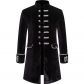 European and American men's coats solid color fashion steampunk retro velvet uniform stand collar