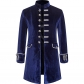 European and American men's coats solid color fashion steampunk retro velvet uniform stand collar