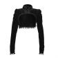 2022 new black tassel stand-up collar top is thin, navel long-sleeved slim velvet short jacket wome