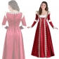 Halloween European and American women's dress adult waist dress Square neck flared sleeve court skirt Medieval retro dress