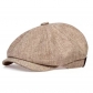 Summer octagonal hat men's spring and autumn thin section breathable imitation hemp cap men's British retro casual beret hat women