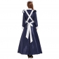 Dark blue long-sleeved European and American retro court maid dress Western house maid dress tea party party party dress