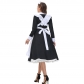 Halloween Costume English Lace Maid Maid Costume Black and White Midi Dress Butler