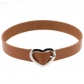 Harajuku Soft Girl PU Leather Punk Gothic Peach Heart Love Buckle Collar Female Neck Strap Clavicle Necklace