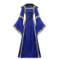 New European and American Medieval Retro Hooded Dress Square Neck Tie Flare Sleeves Large Swing Skirt
