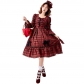 European and American pastoral khaki plaid Lolita dress Spanish style lolita princess bow skirt