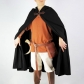 Mens Long Cape Hooded Medieval Vampire Pirate Robe Old Ranger Gold Velvet