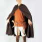 Mens Long Cape Hooded Medieval Vampire Pirate Robe Old Ranger Gold Velvet