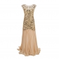 Explosive party deess annual meeting dinner long dress skirt 1920 retro sequins beaded mesh gauze lotus leaf