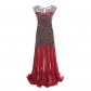 Explosive party deess annual meeting dinner long dress skirt 1920 retro sequins beaded mesh gauze lotus leaf