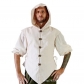 2022 New Summer Men's Linen Shirts Medieval Linen Solid Color Slim Fit Three-quarter Sleeve Hooded T-Shirt Shirts