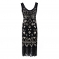 Popular wide shoulder sequins beaded fringed party dress hot sale