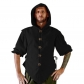 2022 New Summer Men's Linen Shirts Medieval Linen Solid Color Slim Fit Three-quarter Sleeve Hooded T-Shirt Shirts