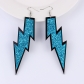 New lightning earrings European and American fashion exaggerated long silver needle earrings acrylic earrings for women