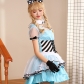 Literary cosplay Alice in Wonderland plaid blue tuxedo skirt cute maid dress