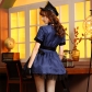Blue policewoman role-playing game costume Halloween cosplay party police uniform dress tutu