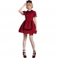 Halloween costume red black lace slim evil castle maid cosplay costume send bat headdress