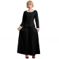 European and American foreign trade clothing 1830s style retro long skirt wine red black A-line long skirt staff uniform