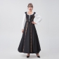 Halloween New Medieval Renaissance Style Square Neck Waist Swing Two-piece Dress Long Skirt