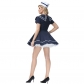 Dark Blue Wide Neck Navigator Ladies Sailor Suit Short Skirt Suit Party Dinner Stage
