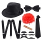 1920s men's theme party beret, cigar pocket watch, back tie five-piece set