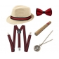 1920s men's theme party beret, cigar pocket watch, back tie five-piece set