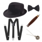 1920s men's theme party beret, cigar pocket watch, back tie five-piece set