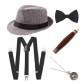 1920s men's theme party beret, cigar pocket watch, back tie five-piece set