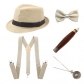 1920s men's theme party beret, cigar pocket watch, back tie five-piece set