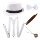 1920s men's theme party beret, cigar pocket watch, back tie five-piece set