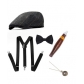 1920s men's theme party beret, cigar pocket watch, back tie five-piece set