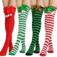 Bow Christmas socks Socks Passing knee socks Women's long European and American holiday Christmas striped socks