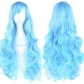 cospiay anime wig oblique bangs multi -color 80 cm curly hair wig hair fiber sleeve