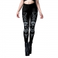 2022 European and American new women's dark black Gobba printed yoga tight fitness punk leggings female