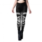 2022 European and American new women's dark black Gobba printed yoga tight fitness punk leggings female